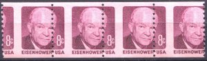 US #1402, MNH 1971 8¢ Dwight D. Eisenhower, EFO Misperf Coil Strip of 4 