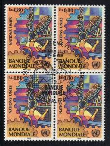 United Nations Geneva #173  cancelled  1989  block of 4 world bank  80c