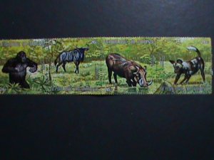 ​BURUNDI-1971 AIRMAIL- SC#C150- WILD LIFE IN JUNGLE CTO STRIPS OF 4 VERY FINE