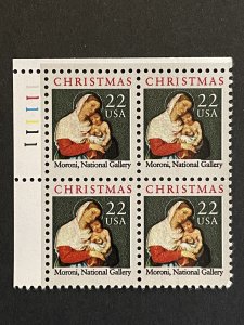 Scott# 2367 22-cent Madonna and Child Christmas, MNH Plate Block of 4