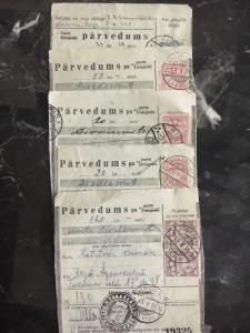 1933-36 Riga Latvia Postal Receipts Lot Of 5 Telegraph