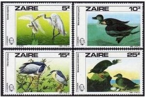 Zaire 1195-1198, MNH. Michel 904-907. Audubon's birds, 1985. Egret,Ducks,Heron.