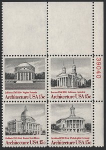 SC#1779-82 15¢ American Architecture Plate Block: UL#39040 (1979) MNH*