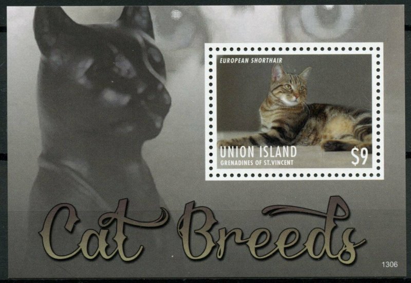 Union Island Grenadines St Vincent 2013 MNH Cat Breeds I 1v S/S Pets Shorthair