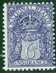 GB Revenue Stamp 6d NATIONAL HEALTH INSURANCE Mint MM {samwells}WHITE63