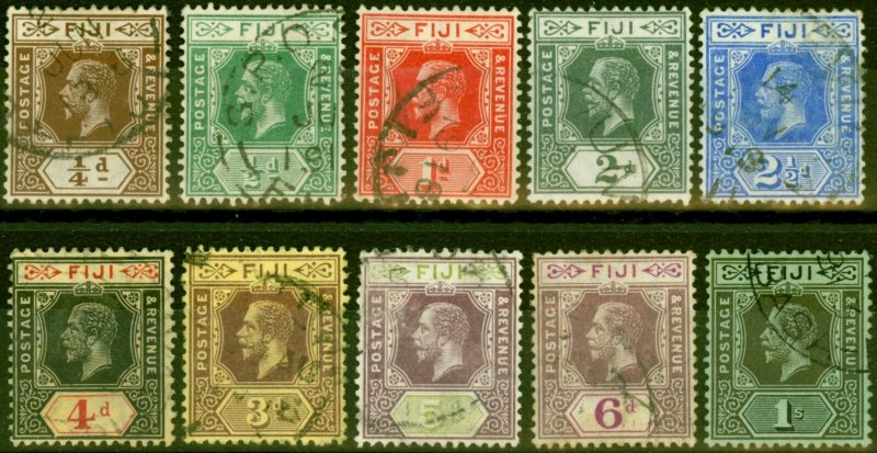 Fiji 1912-16 Set of 10 to 1s SG125-134 Good Used 