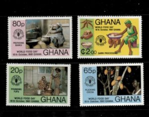 Ghana 1981 - World Food Day - Set of 4 Stamps - Scott #765-8 - MNH