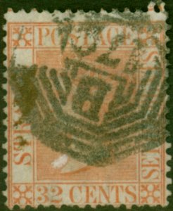 Straits Settlements 1867 32c Pale Red SG18 Fine Used (4)
