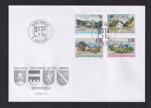 Liechtenstein   #1169,1173,1175,1175A  FDC  2001  Village views