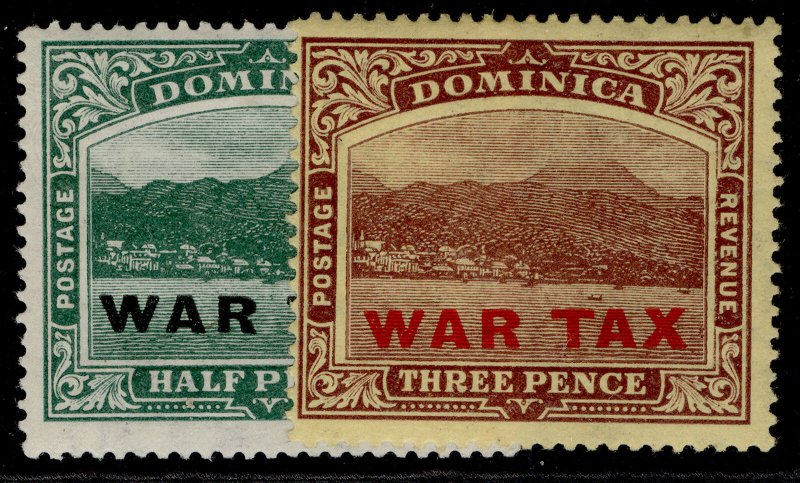 DOMINICA GV SG57-58, 1918-19 WAR TAX set, M MINT.