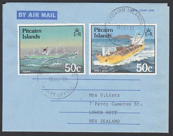 PITCAIRN 1993 Formular aerogramme used to New Zealand.......................K831