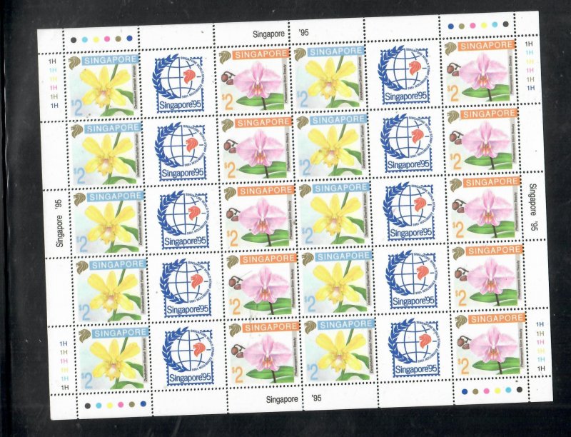 SINGAPORE   FLOWERS   SHEETLET OF 10 SINGAPORE 96   SG 674   MNH        P0614H