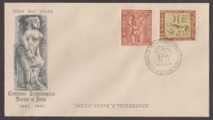 INDIA - 1961 CENTENARY OF INDIAN ARCHAEOLOGICAL SURVEY 2V - FDC AHMADABAD CANCL.