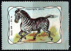 Vintage Germany Poster Stamp Zebra Series 309 Number 4 Unused