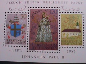 LICHTENSTEIN-21985 SC#816 STATE VISIT OF POPE JOHN PAUL II MNH S/S-VERY FINE