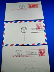 U.S.  -  LOT OF 3 AIRMAIL FIRST DAY OF ISSUE  POSTAL CARDS    (pc3)