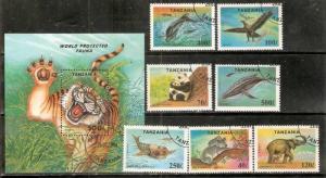 Tanzania 1994 Endangered Species Animal Wildlife Tiger Panda Marin Life Eleph...