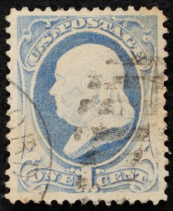 U.S. Used Stamp Scott #206 1c Franklin. Face-Free CDS Duplex Cancel. Choice!