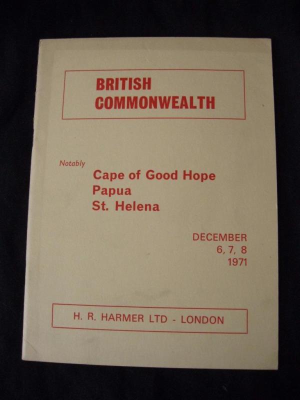 H R HARMER AUCTION CATALOGUE 1971 BRITISH COMMONWEALTH with CAPE PAPUA ST HELENA