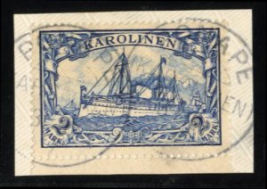 German Colonies, Caroline Islands #17 Cat$75, 1901 2m blue, used on piece, si...