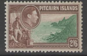 PITCAIRN ISLANDS SG8 1940 2/6 GREEN & BROWN MTD MINT 