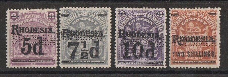 RHODESIA 1909 RHODESIA on Arms Surcharge set SPECIMEN