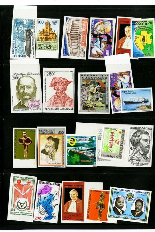 Gabon Stamps 39 Imperforates NH Lot Many Scarce