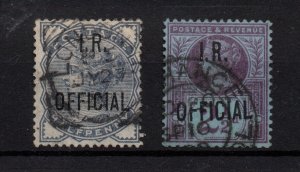 GB QV 1/2d & 1 1/2d IR Officials fine used #O1 - O14 WS36989