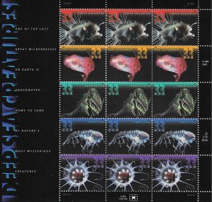 US# 3439a $.33   Sea Creatures Pane of 15  (MNH)  CV. $11.25