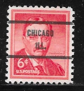 USA 1039a: 6c Theodore Roosevelt, Chicago precancel, used, VF