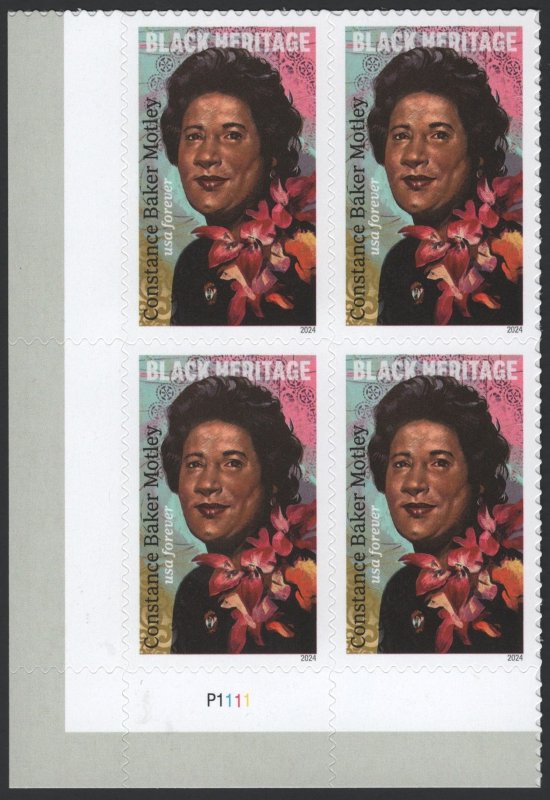 SC#5830 (Forever) Constance Baker Motley Plate Block: LL #P1111 (2024) SA