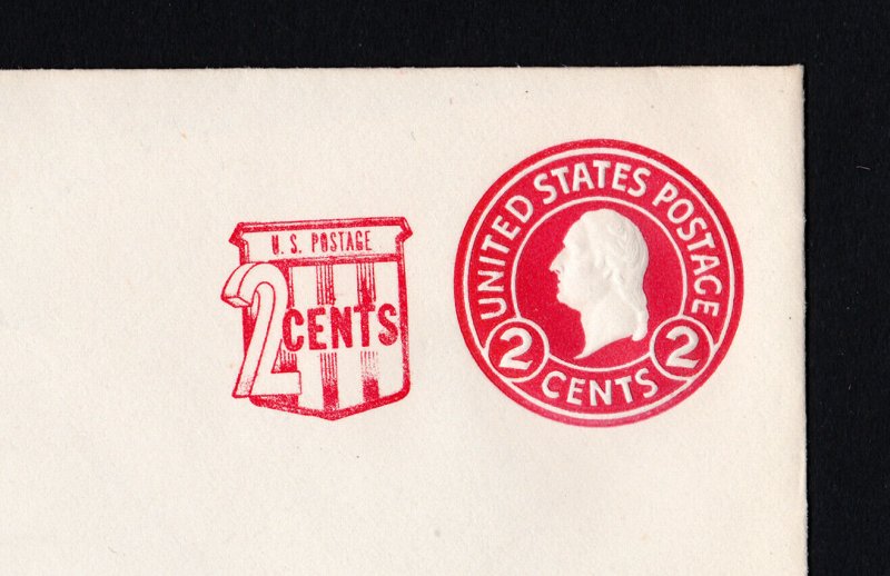 US SCOTT #U537A DIE 7 MINT POSTAL STATIONERY ENTIRE 1958 2+2C CARMINE