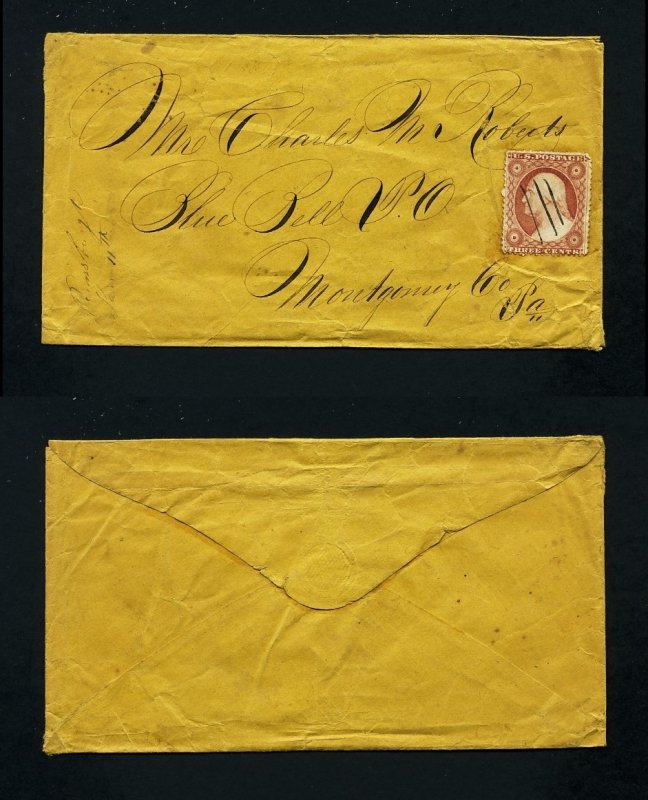 # 26 on cover from Greensburgh, PA, DPO, to Blue Bell, PA dated 1-11-1850's