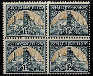 SOUTH AFRICA GVI SG87, 1½d blue-green & yellow-buff, NH MINT. block of 4