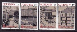 Guernsey-Sc#348-51- id6-unused NH set-Europa-Modern Architecture-1987-
