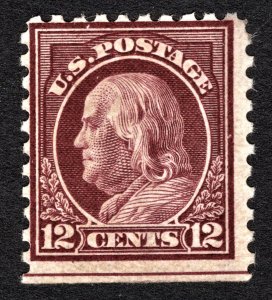 US 1915 12¢ Franklin Stamp 10 perf #435 MH CV $22.50