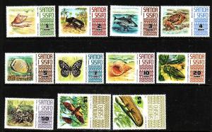 Samoa-Sc#369-378C ex #378A,B-Unused hinged set-Marine Life-Beatles-Insects-1972-