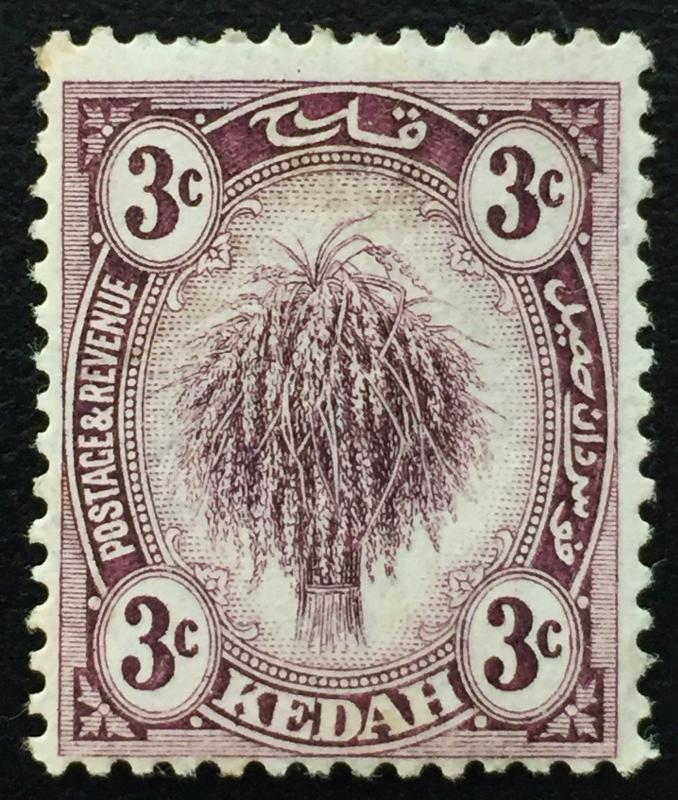 Malaya 1920 Kedah Defi 3c MNG MCCA ***WMK REVERSED*** SG#19x CV £400 M1679 