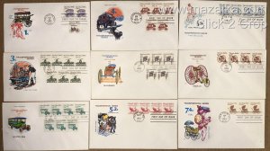 NICE COLLECTION LOT OF 19 DIFFERENT FARNAM TRANSPORTATION COILS FDCs 1981/1985