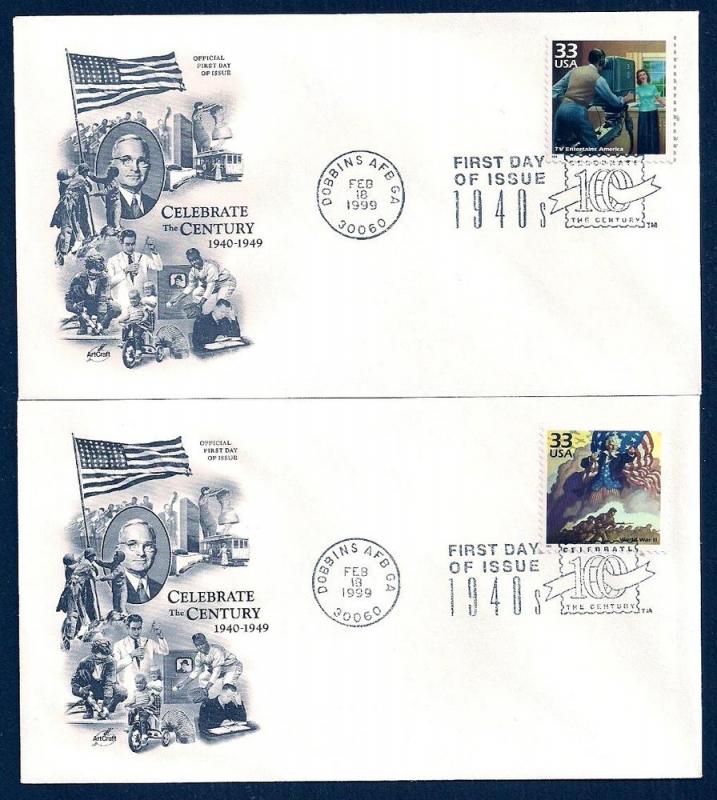 UNITED STATES FDCs (15) 32¢ Celebrate Century 1940s Artcraft