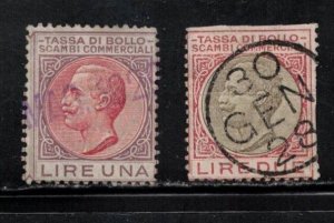 ITALY Scott # ??? Used - 2 Revenue Stamps