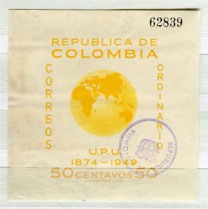 COLOMBIA;1949 early UPU Airmail fine USED SHEET