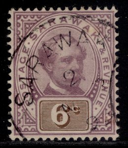 SARAWAK QV SG13, 6c purple & brown, VERY FINE USED. Cat £65. CDS