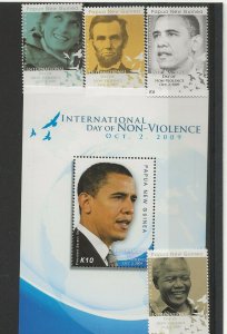 Papua New Guinea 2009 Non Violence  set of 4 + min sheet sg.1337-40 ,MS1342  MNH