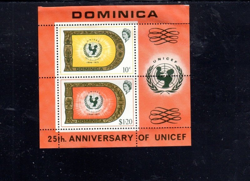 DOMINICA #323a 1971 UNICEF 25TH. ANNIV. MINT VF NH O.G S/S2