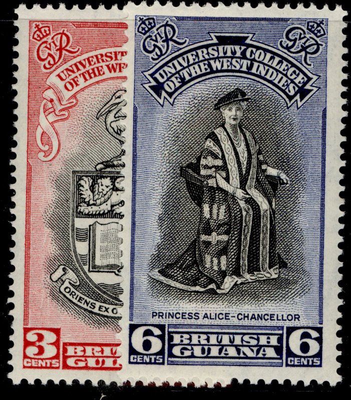 BRITISH GUIANA GVI SG328-329, BWI university college set, NH MINT.