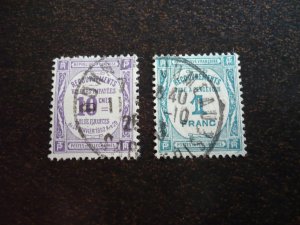 Stamps - France - Scott# J47,J63 - Used Part Set of 2 Stamps