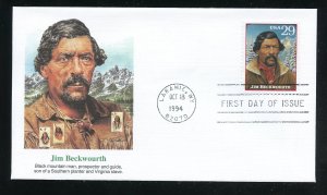 US 2869q Legends of West - Jim Beckworth UA Fleetwood cachet FDC