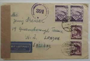 Austria 1947 Airmail 3 Covers Examiner Opened to London 1s Definitive + others