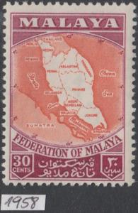 XG-AK666 MALAYA - Maps, 1958 Federation MNH Set